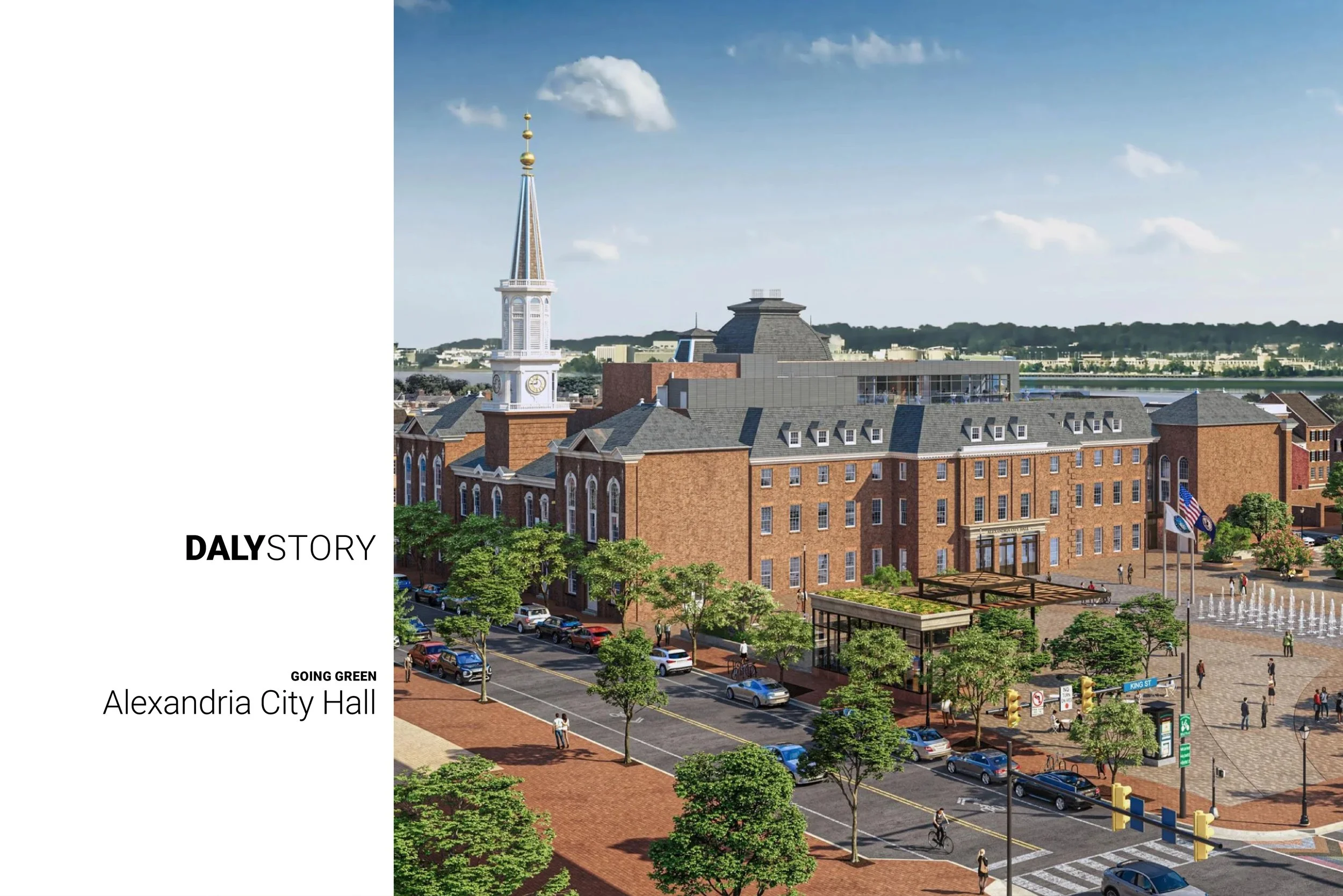 DALY STORY Alexandria City Hall featured in Alexandria Living Magazine. Image of rendering of renovated project.