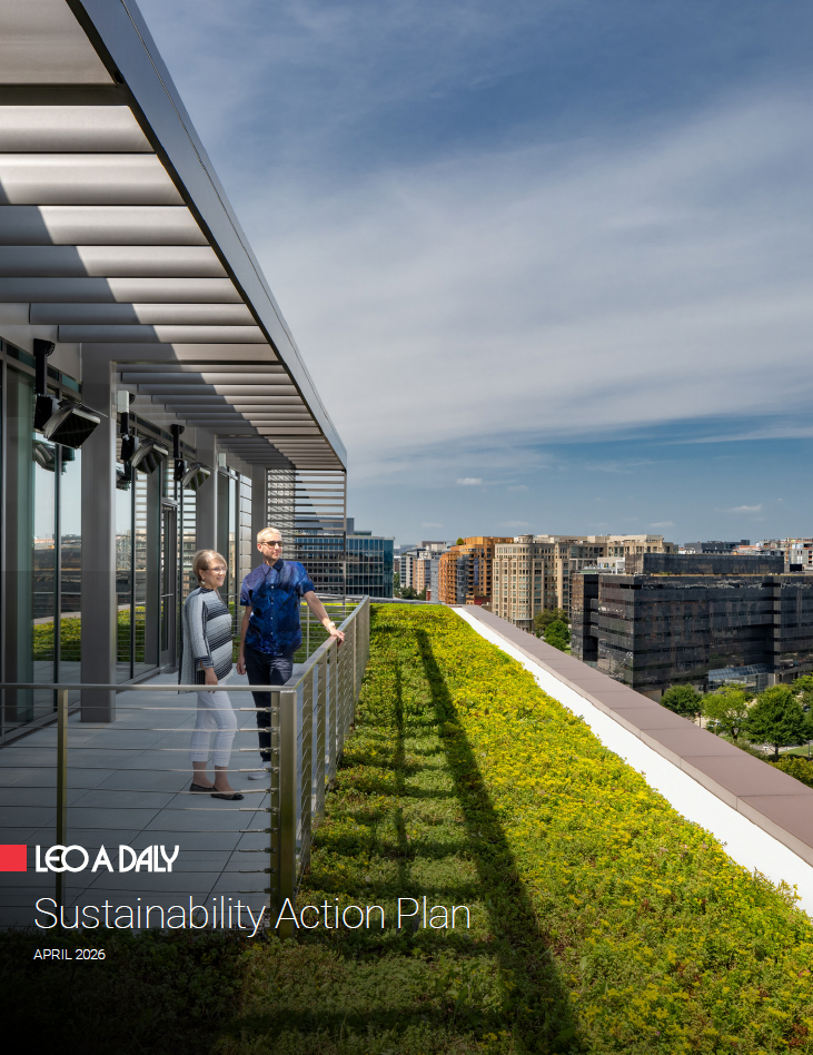Cover of LEO A DALY sustainability action plan.