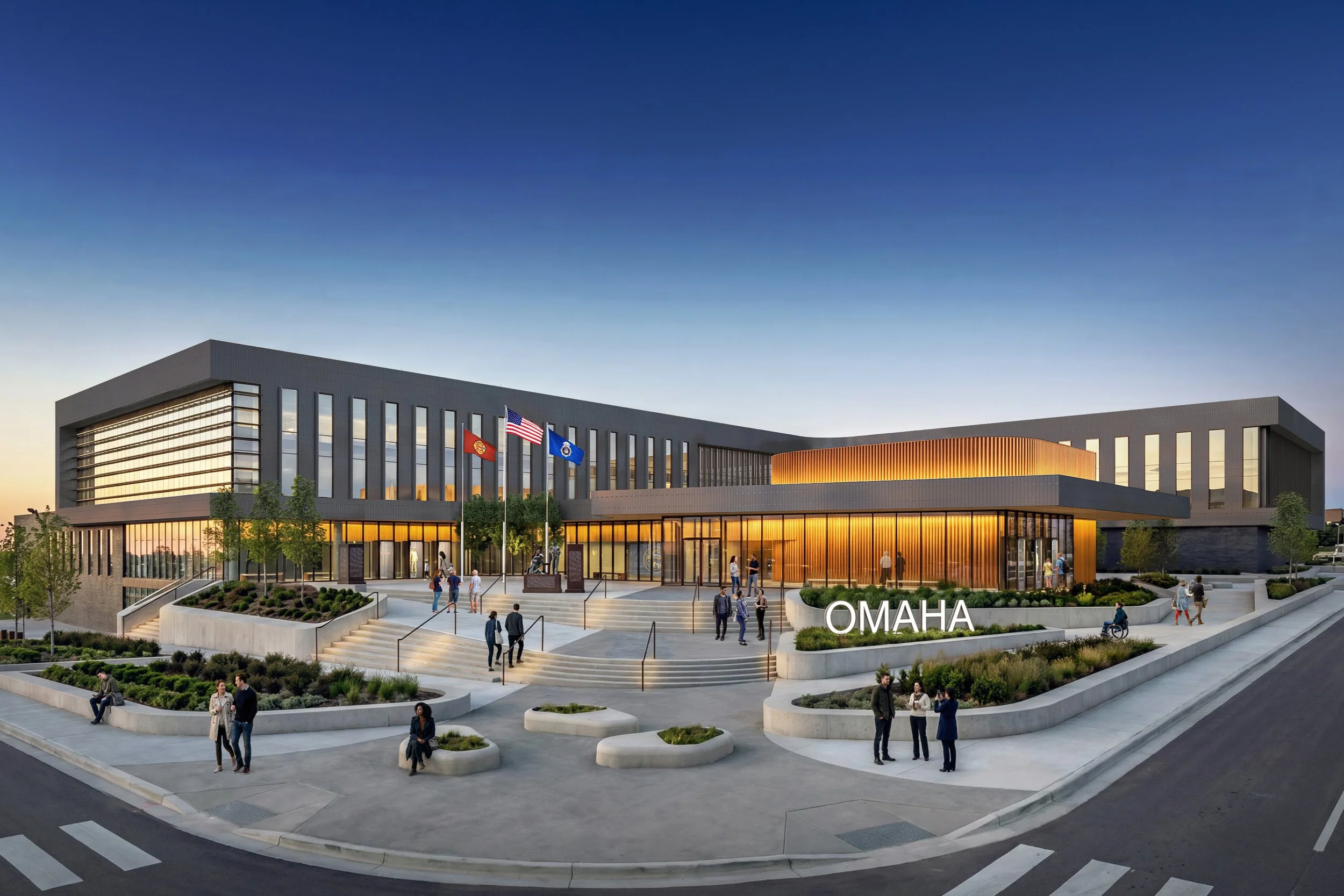 LEO A DALY design of Omaha Public Safety unveiled by mayor at press conference&nbsp;