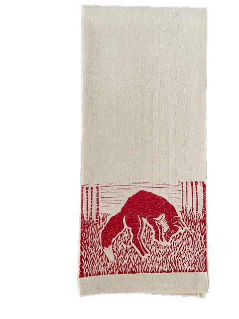 Red Fox Tea Towel