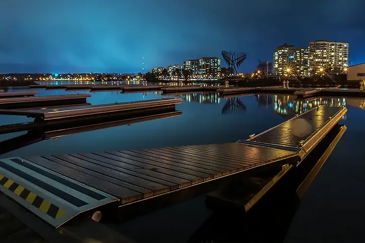Barrie Waterfront at night