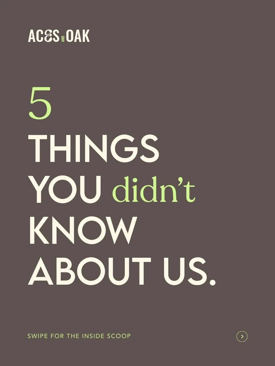 5 things you didn&rsquo;t know about Aces and Oak 👀

Sure, you know us for social media&hellip; but there&rsquo;s a lot more going on behind the scenes.

If you&rsquo;ve been wondering whether we&rsquo;re the right fit for your brand, this is your s