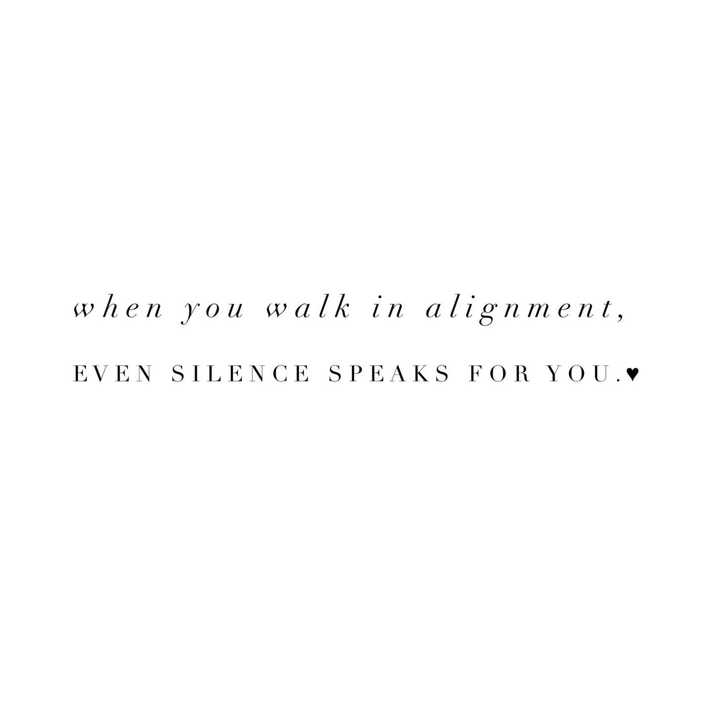 when you walk in alignment, even silence speaks for you. &hearts;

#womenontherise 
#womensempowerment #feminineleadership  #womenwholead 
 #herstory #feminineenergy  #femininefrequency #sherises  #healingjourney #quotes #alignment