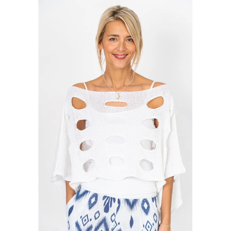 Distressed Open-Knit Sweater Top