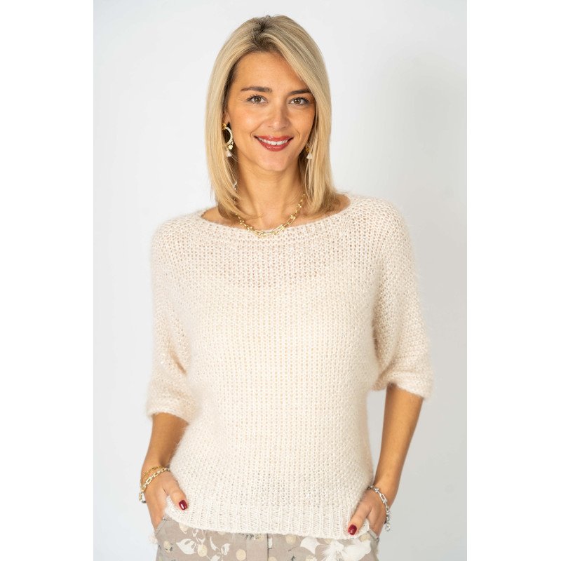 Fluffy Mohair Sweater Sequins Detail