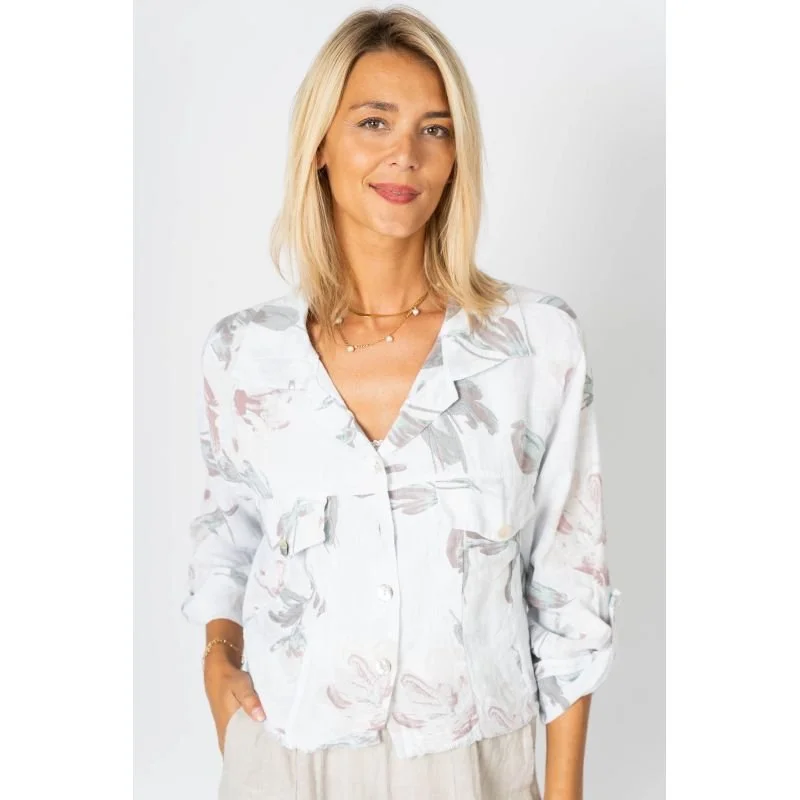 Linen Raw Edge Crop Jacket