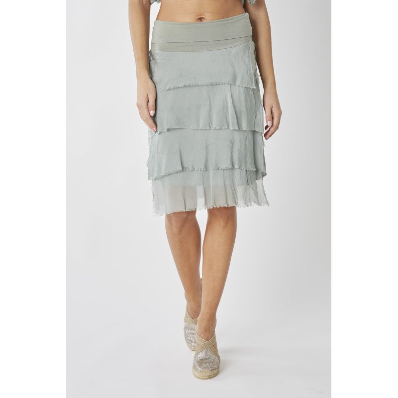Silk Short Ruffle Skirt