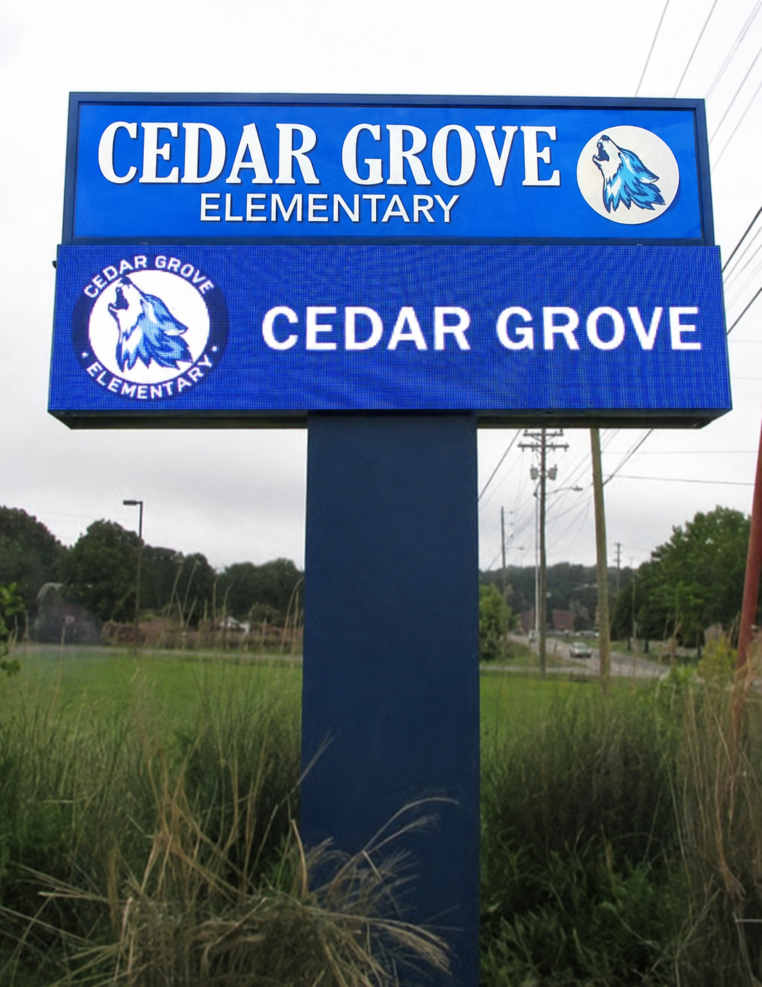 LED sign for Cedar Grove Elementary