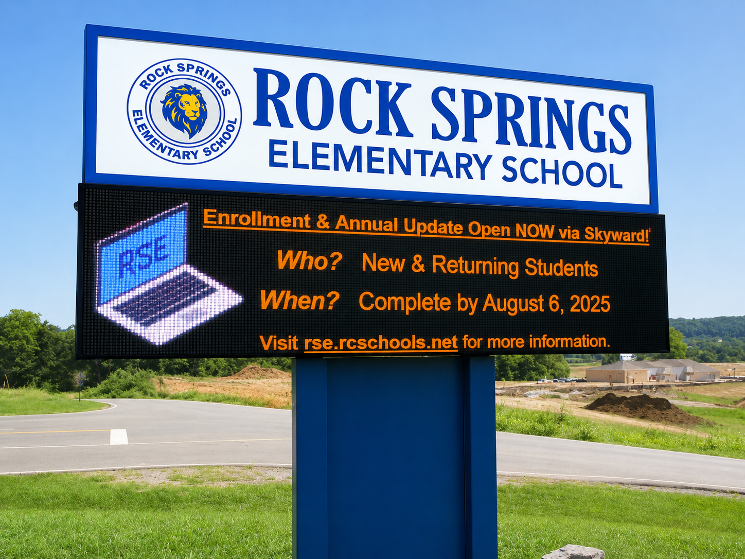 LED sign for Rock Springs Elementary School