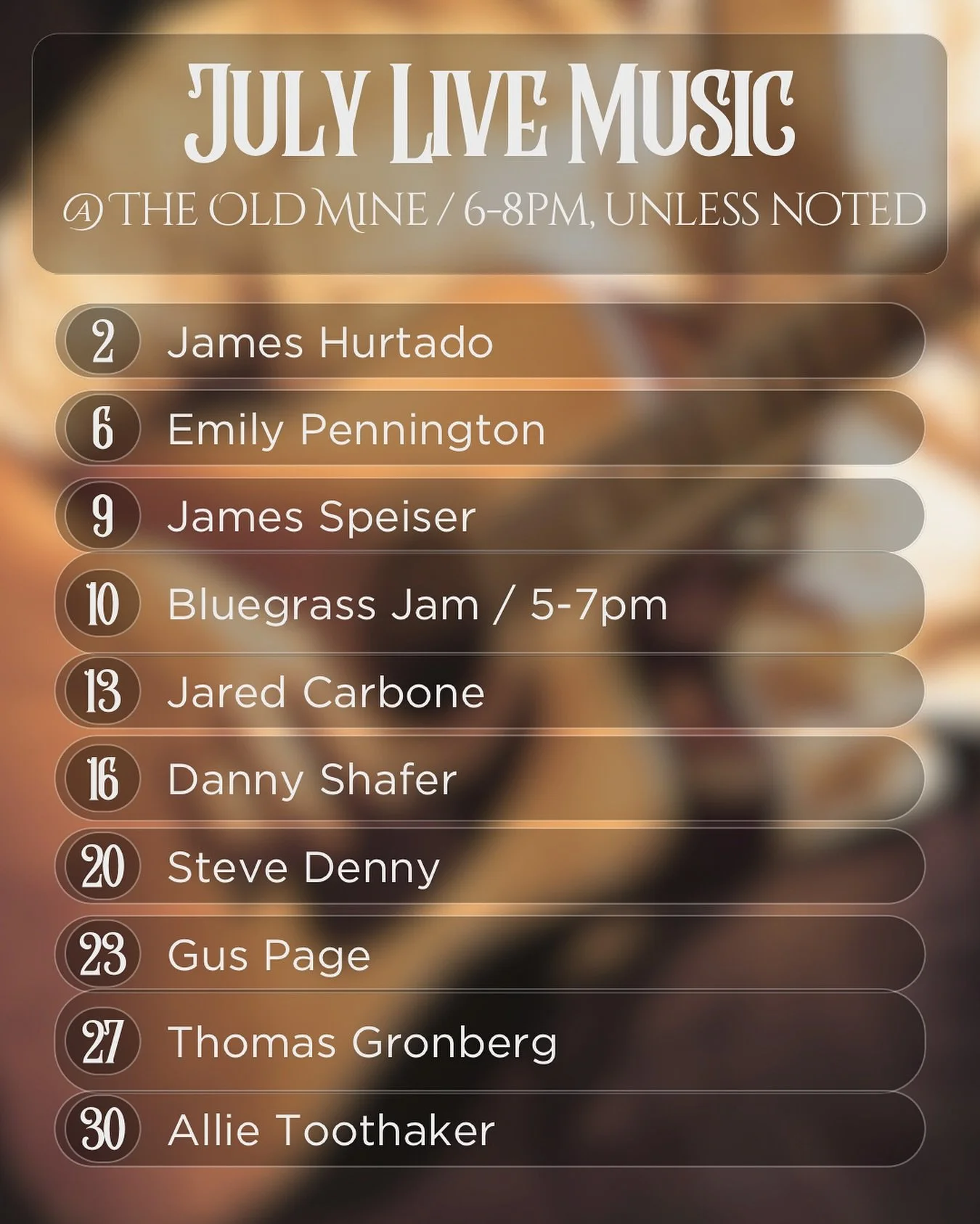 🔥HOT lineup for our live music this month!! Don&rsquo;t miss these fun nights of music and drinks with your buddies! 

Tag your friends! Your night out begins HERE! 📍