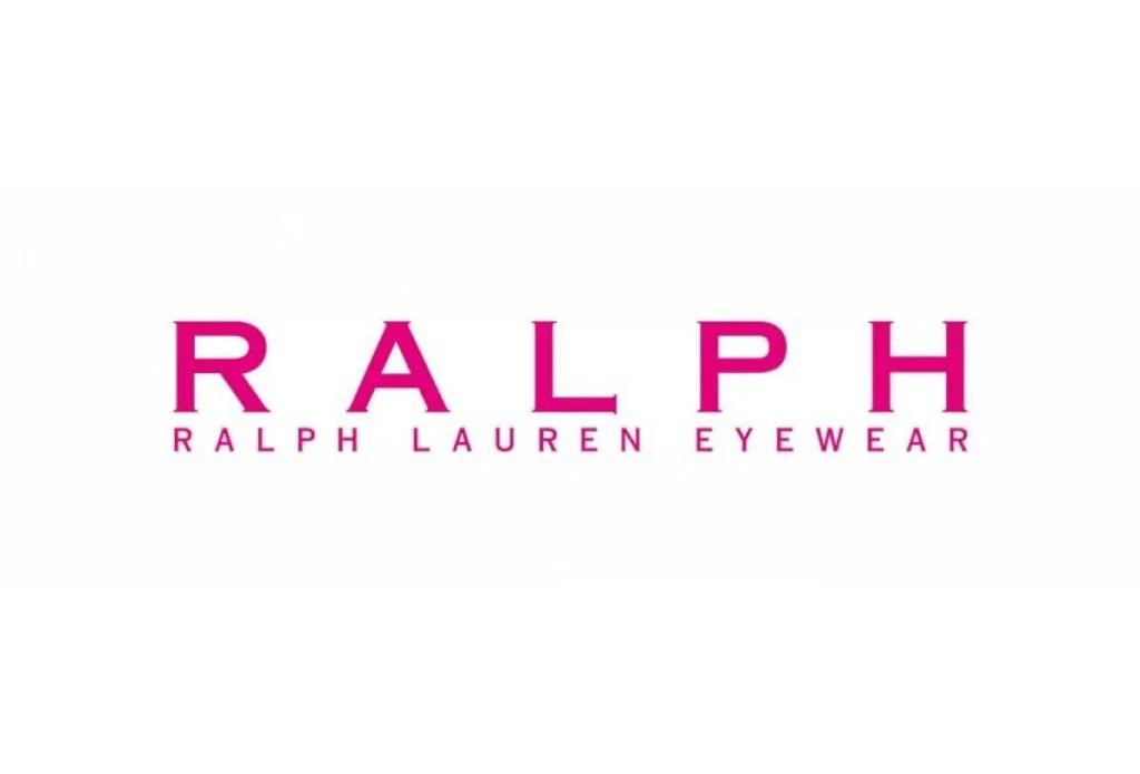 Ralph Lauren Eyewear logo in pink on a white background.
