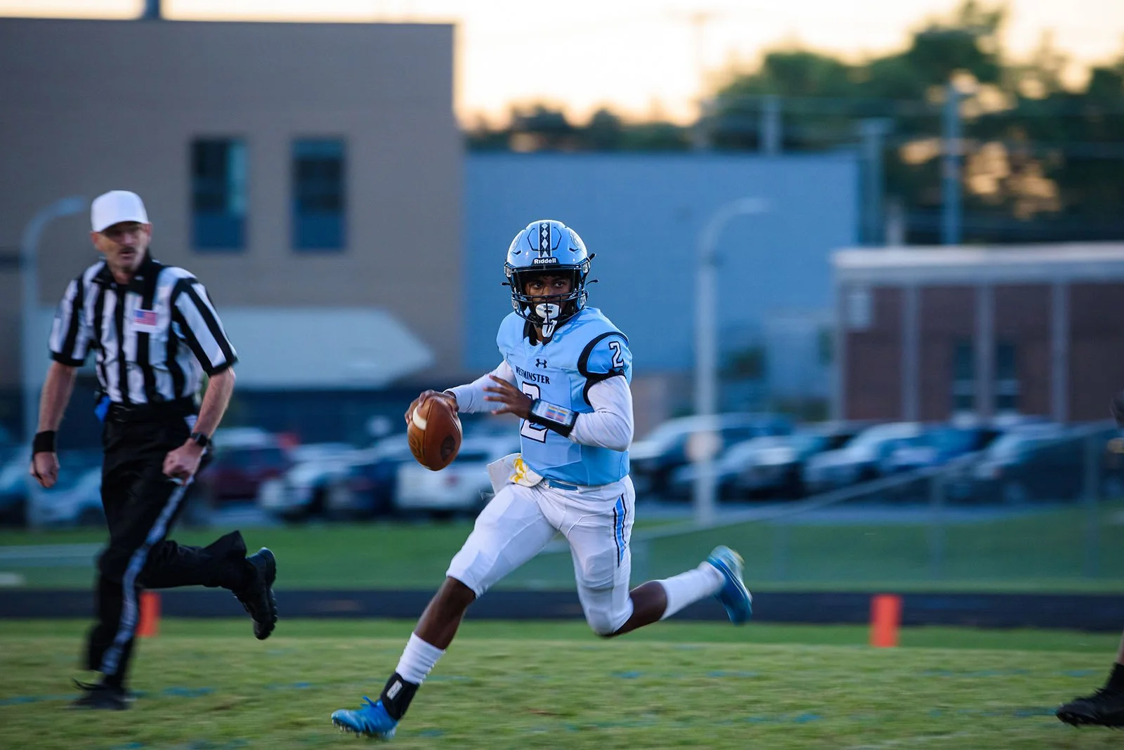 Westminster High School football game action