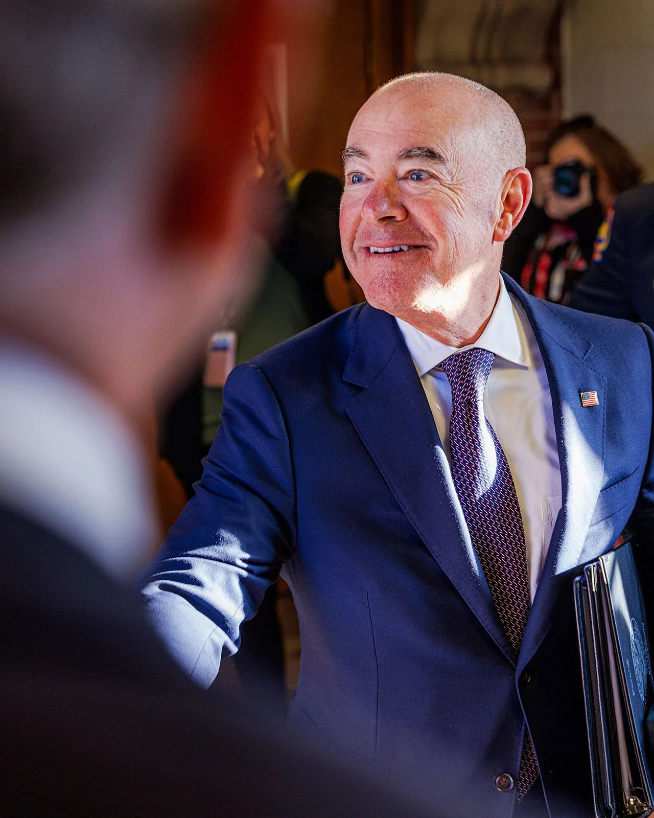 United States Secretary of Homeland Security Alejandro Mayorkas at the National Emergency Training Center