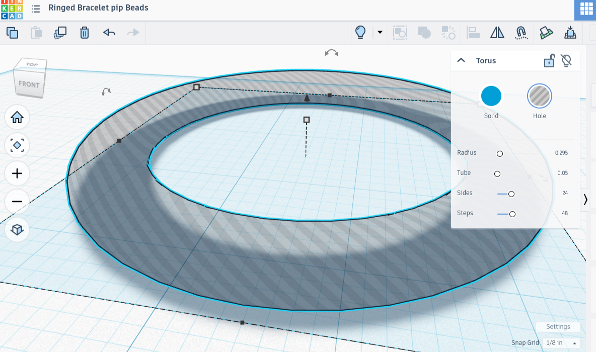 A workplane showing a shadowy image of a torus.  The torus takes the entire space.