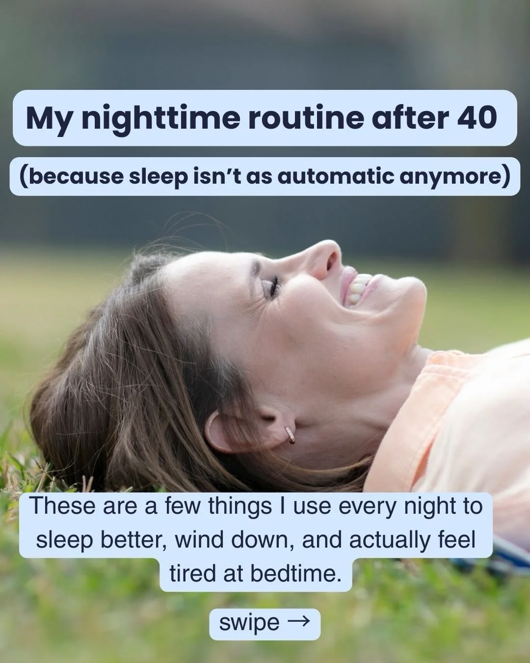 Sleepy used to be automatic. Now, at 47,  I&rsquo;m a little more intentional about winding down at night. 😴 
.
Comment LINKS and I&rsquo;ll send them your way. 💛
.
.
.
#bettersleep #sleeptips #womenover40 #momsover40 #sleeproutine