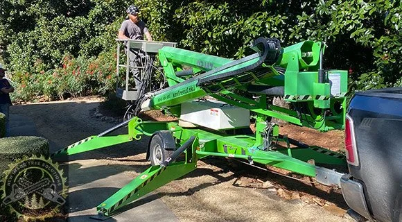 lift with cherry picker equipment for tree pruning and removal
