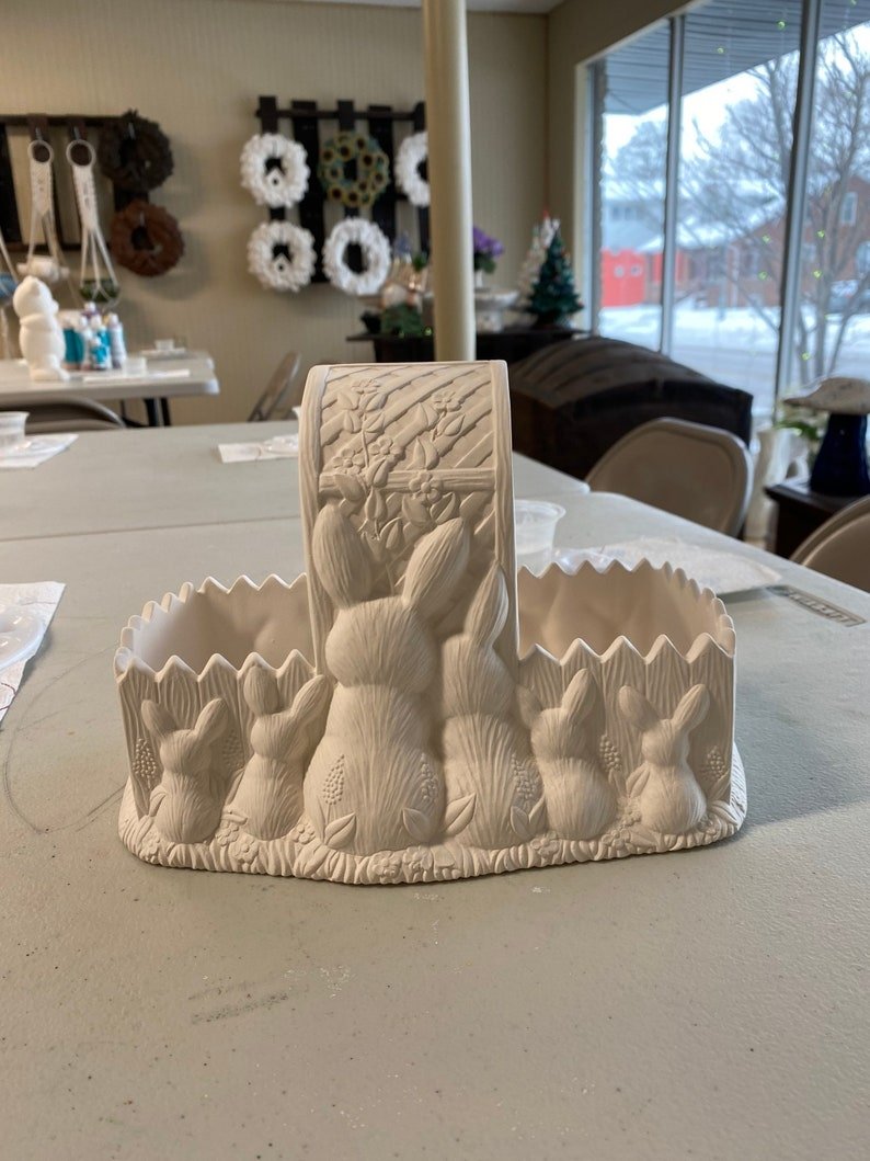 Ceramic Bunny Easter Basket