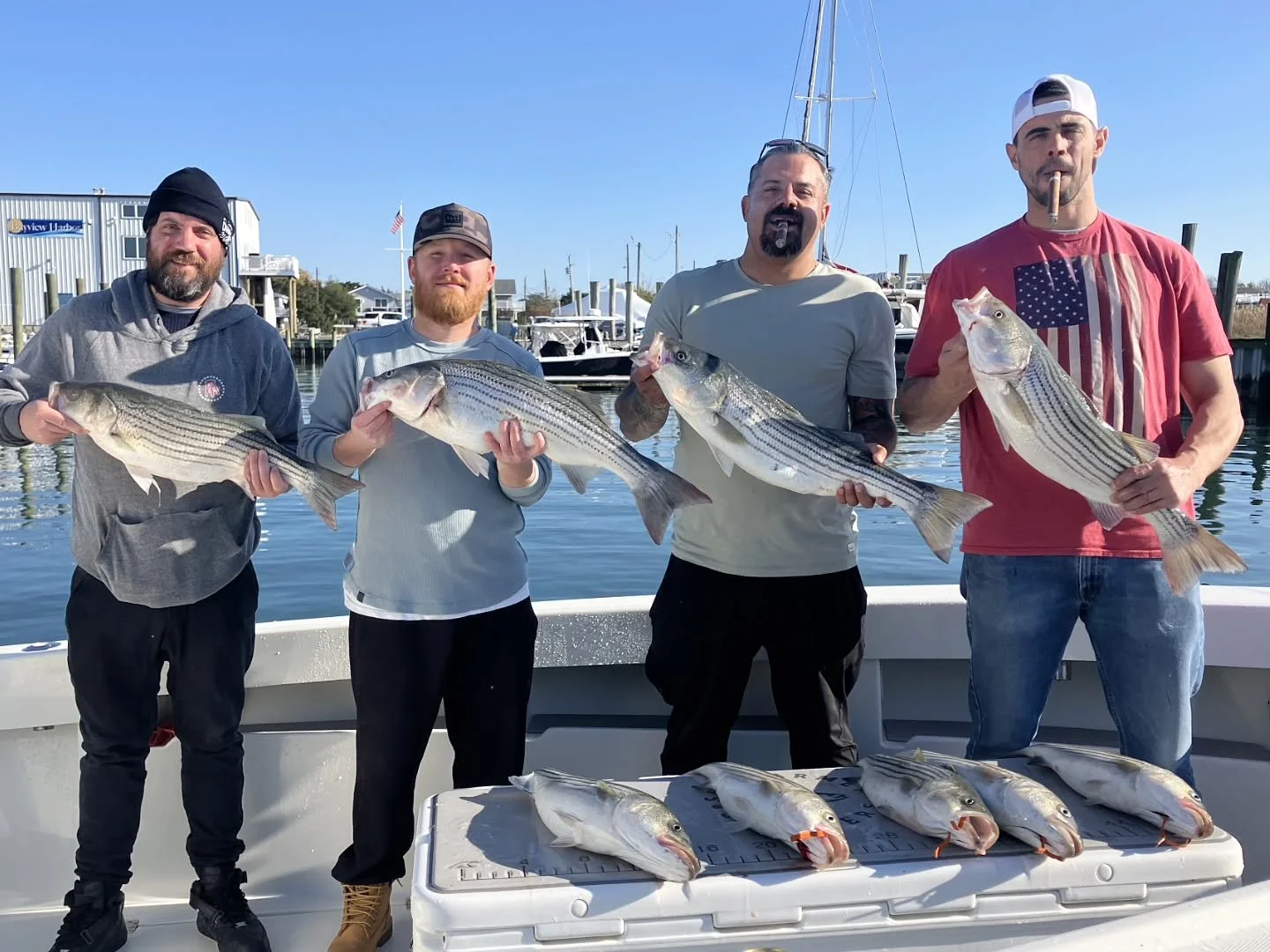 The fall run is in full swing with the full mix of big overslot cows out front with more local fish for the dinner table. Now is the time to get out! Give us a call to book!
.
.
.
#seafarmercharters #seaveeboats #whitewaterboats #stripercharter #stri