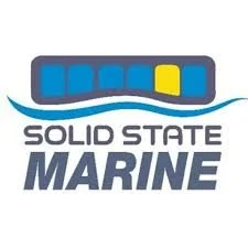 Logo of Solid State Marine featuring a stylized boat, blue wave, and bold text.