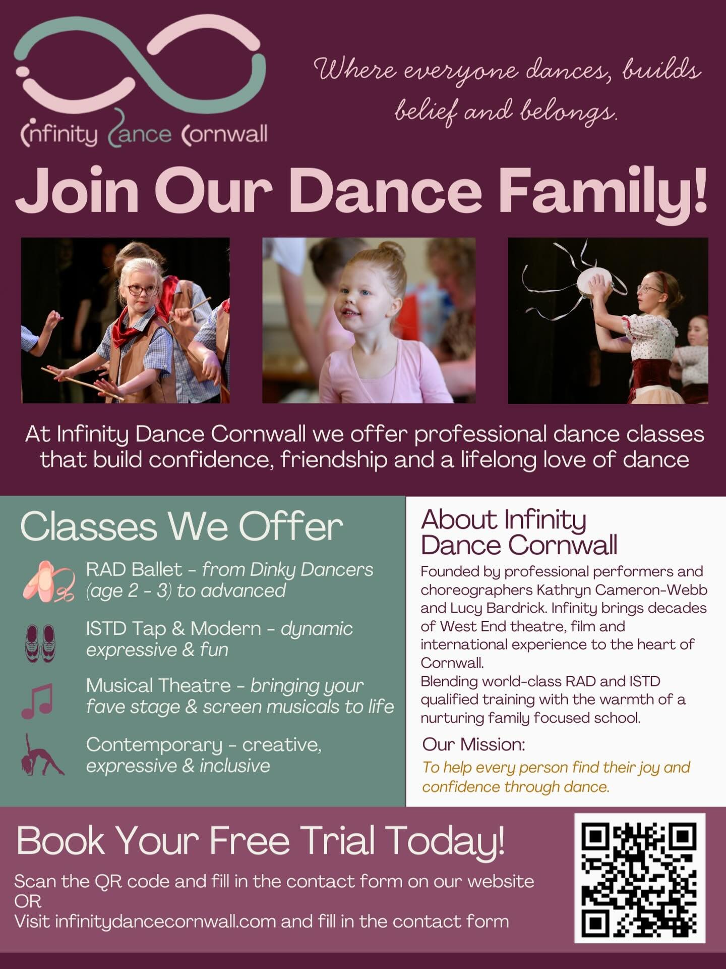 ✨ Join the Infinity Dance Cornwall Family! ✨

At Infinity Dance Cornwall, we&rsquo;re not just a dance school.
We are a community.

From our Dinky Dancers taking their very first twirls&hellip;
to our teens discovering who they are through movement&h