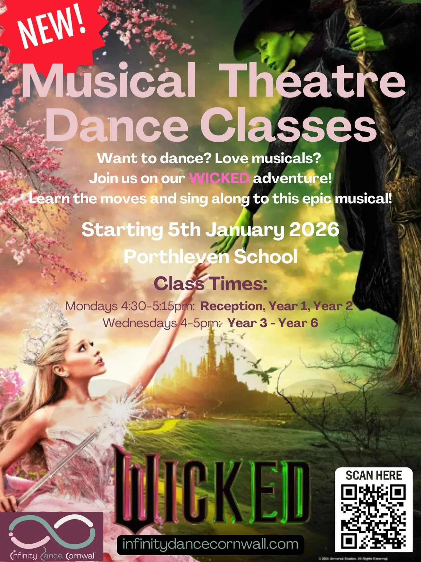 💚 NEW MUSICAL THEATRE DANCE CLASSES 💚
✨ Starting MONDAY &ndash; just 3 days to go! ✨

Want to dance?
Love musicals?
Then this term is for YOU 💚

This term at Infinity Dance Cornwall, we&rsquo;re diving into the magic of
🧙&zwj;♀️ WICKED &ndash; Th