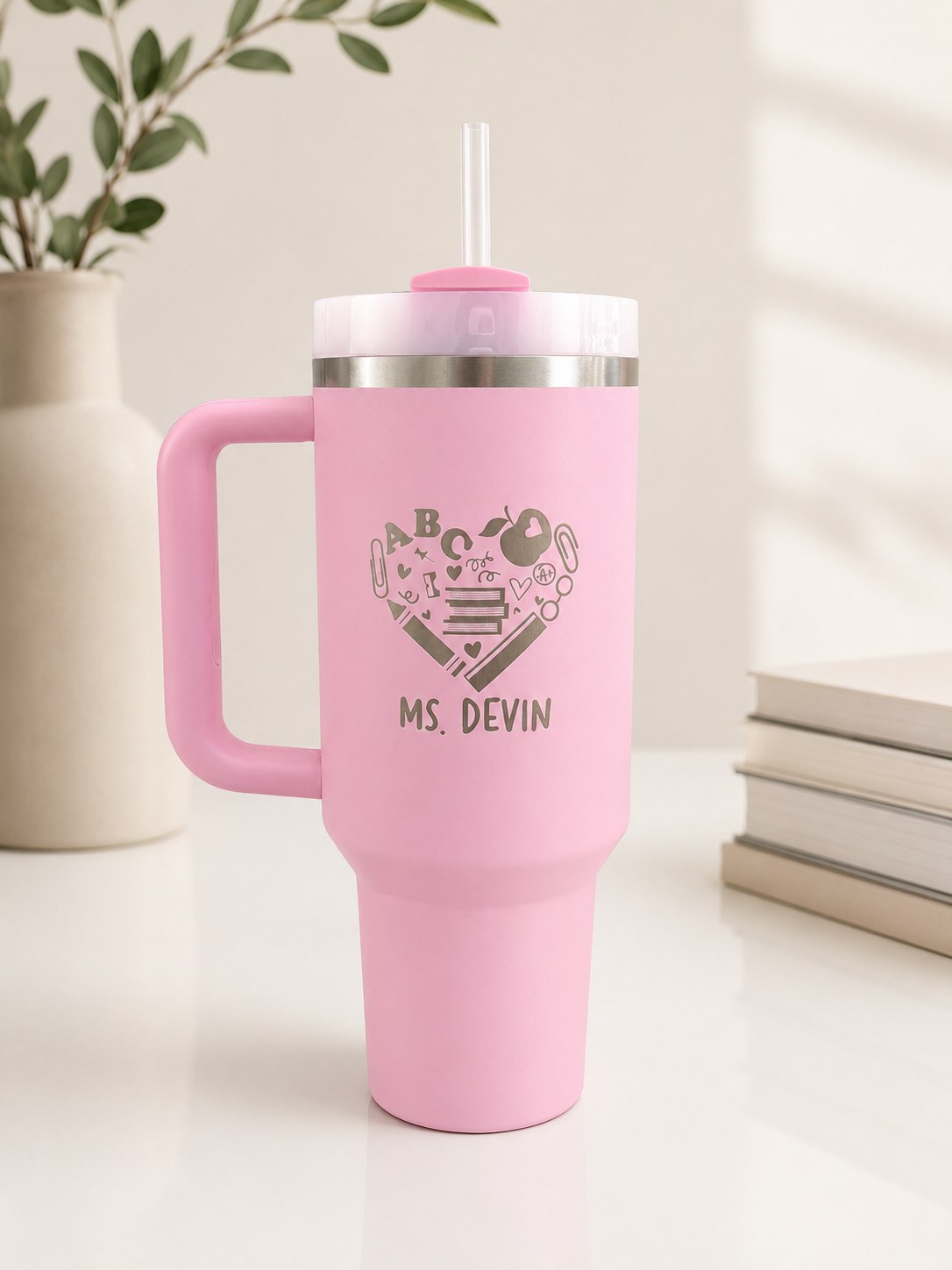 Custom engraved teacher Stanley tumbler gift.