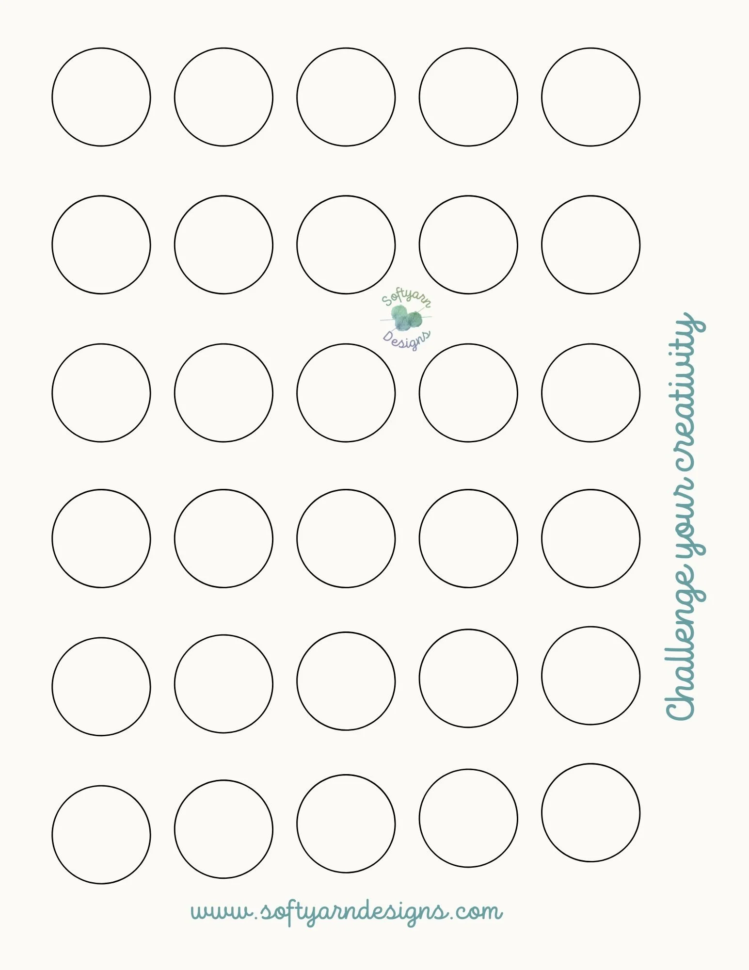 Visual creativity challenge with 30 empty circles