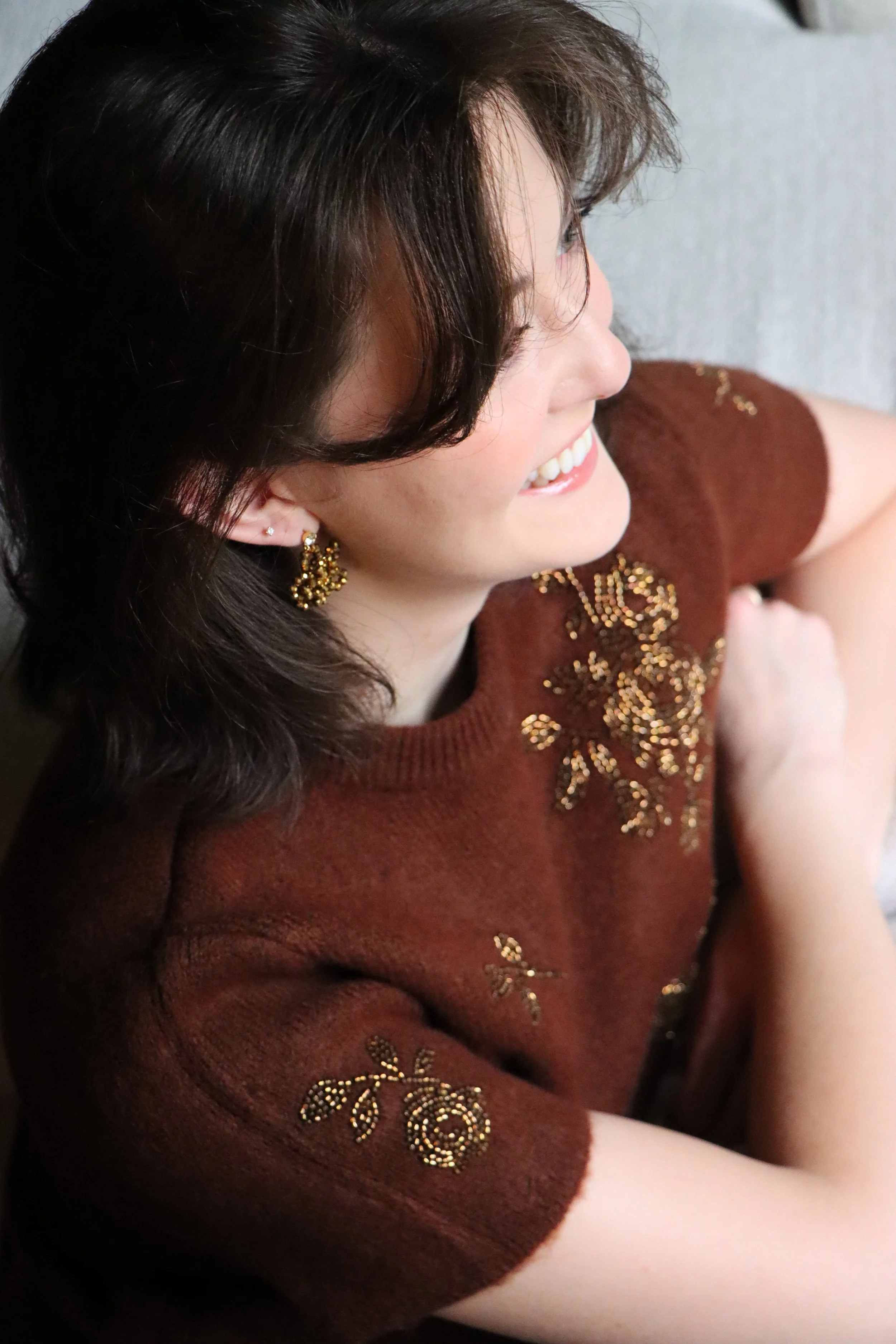 Daisy Cluster Earrings - Antique Gold