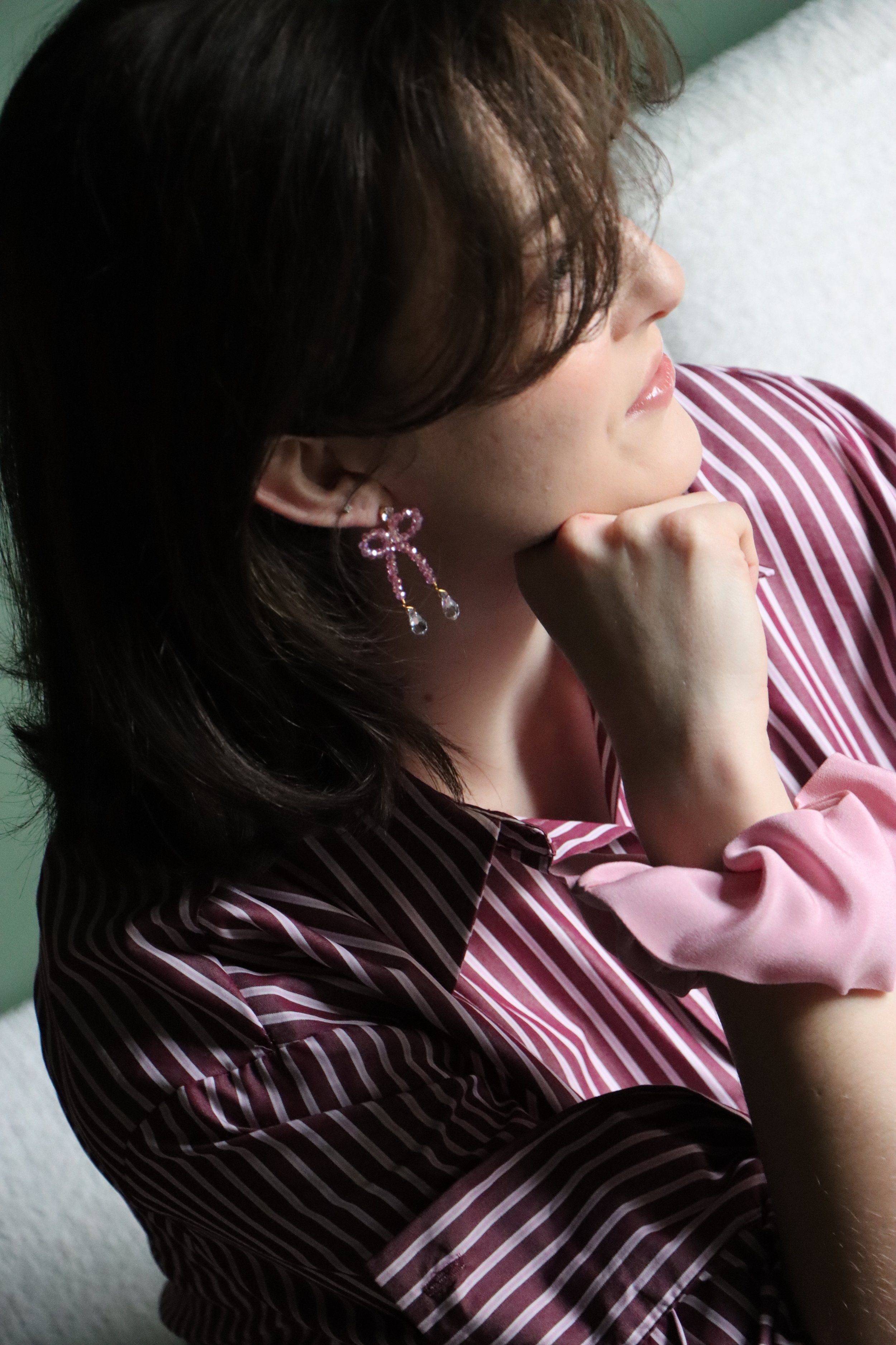 ADORN Bow Earrings - Pink