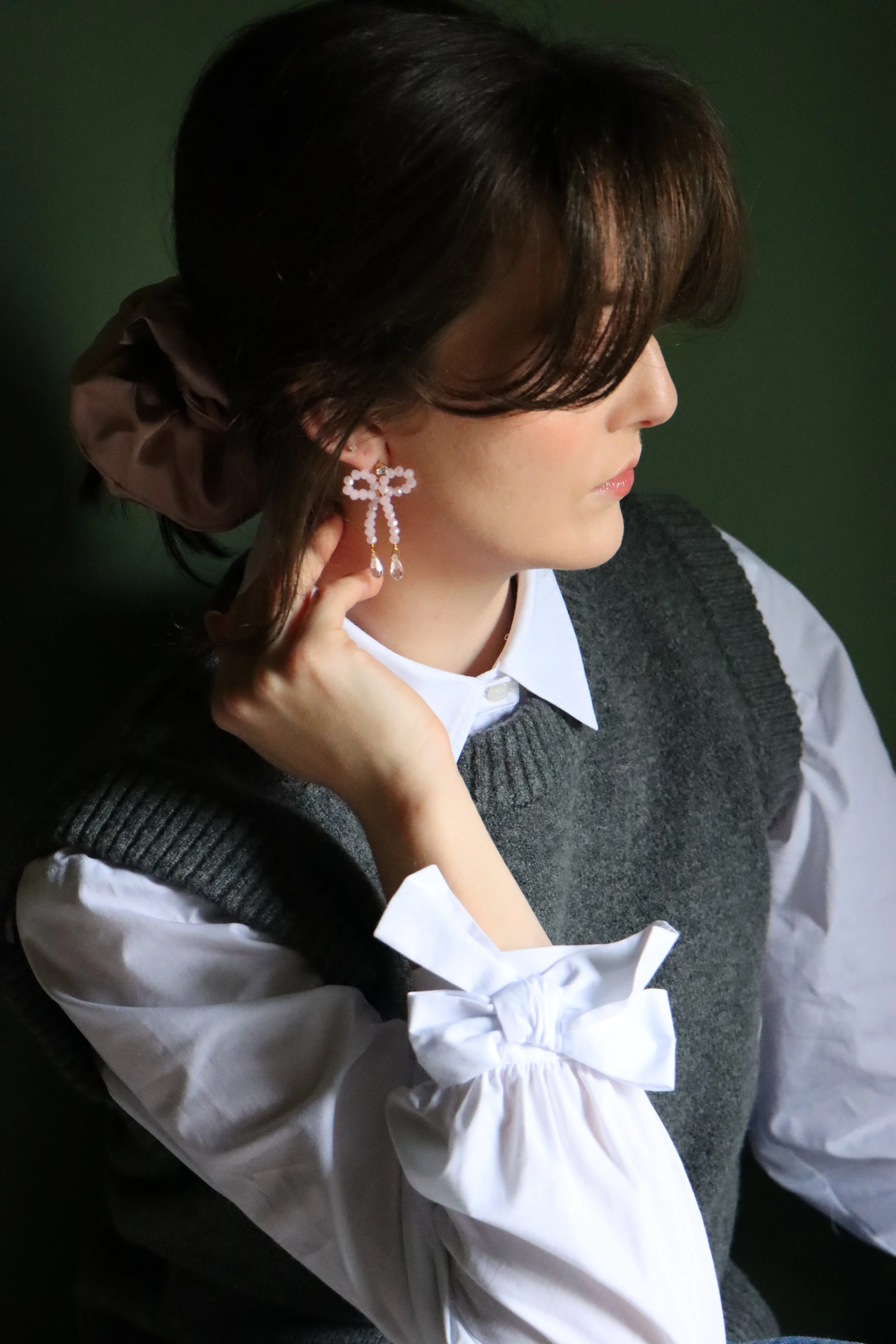 ADORN Bow Earrings - Blush