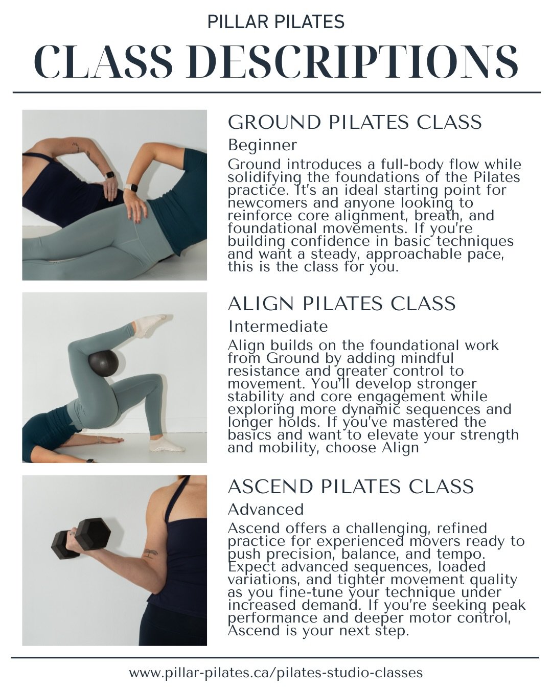 At Pillar Pilates we are dedicated to creating a class environment that suits all levels and meets you where you&rsquo;re at. 

We believe Pilates is meant to be a full body experience, bringing in a holistic approach that treats the body as one whol