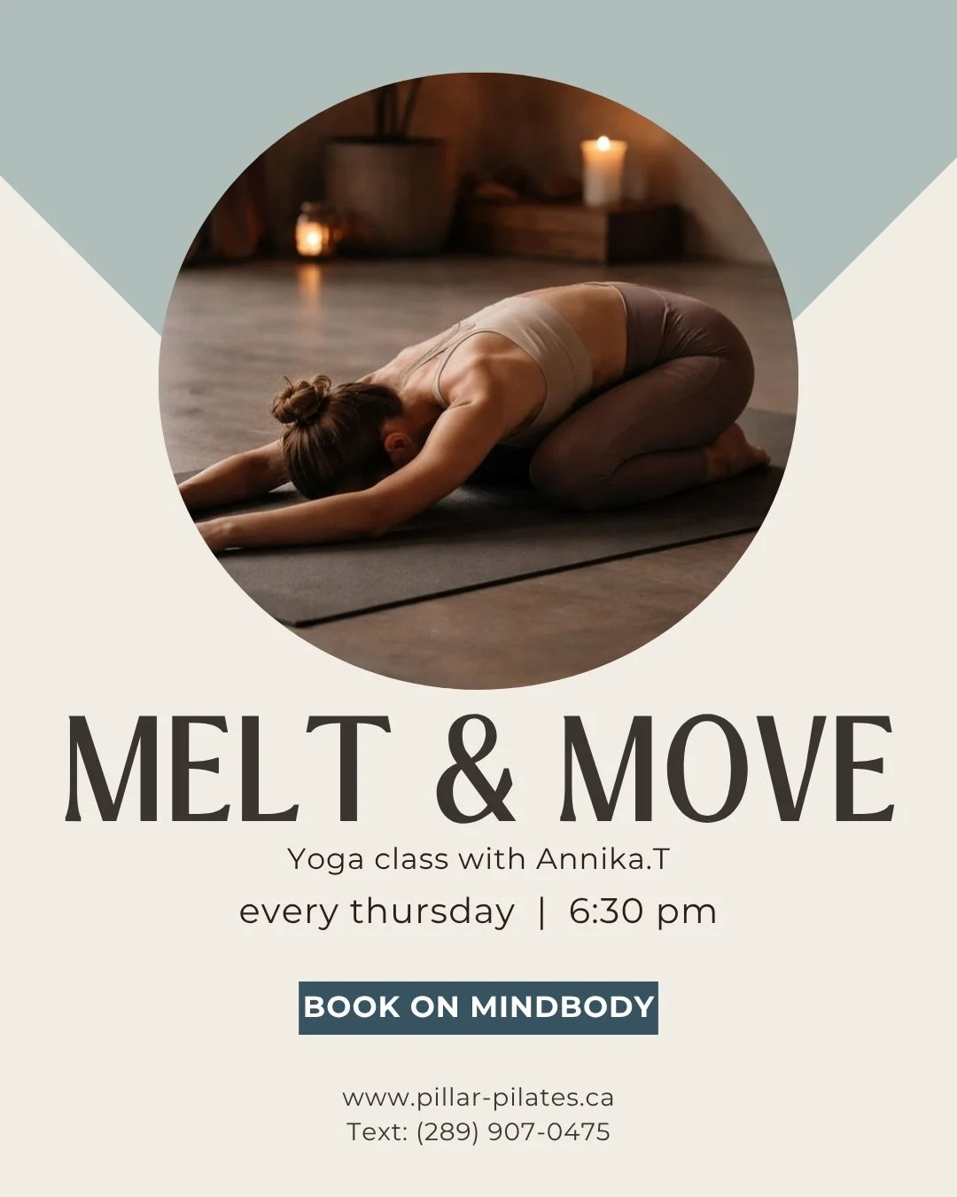 New class offering Thursday evenings🙌🏻

Join @annika.beyondthemat for a Melt and Move yoga flow. This class is intentionally designed to allow you to work deep into stretches and yoga poses. This is a time to slow down, focus on your breath and all