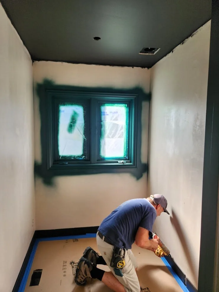 trim paint in powder bath