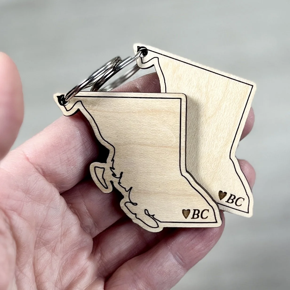 handheld maple wood keychain province of british columbia canada