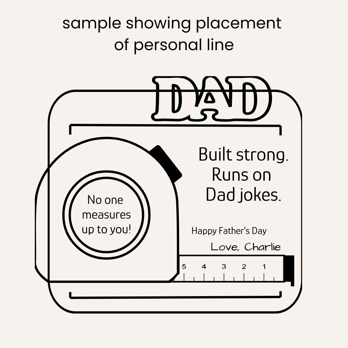 Graphic of magnet with tape measure design showing personalization options.