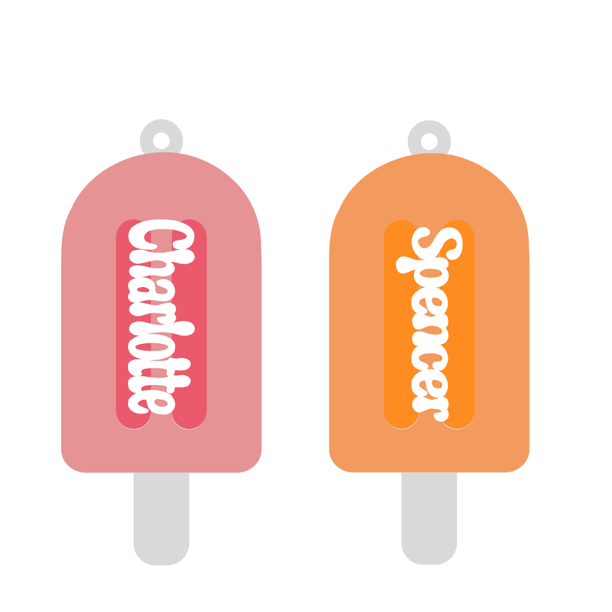 Personalization examples for popsicle backpack tag.