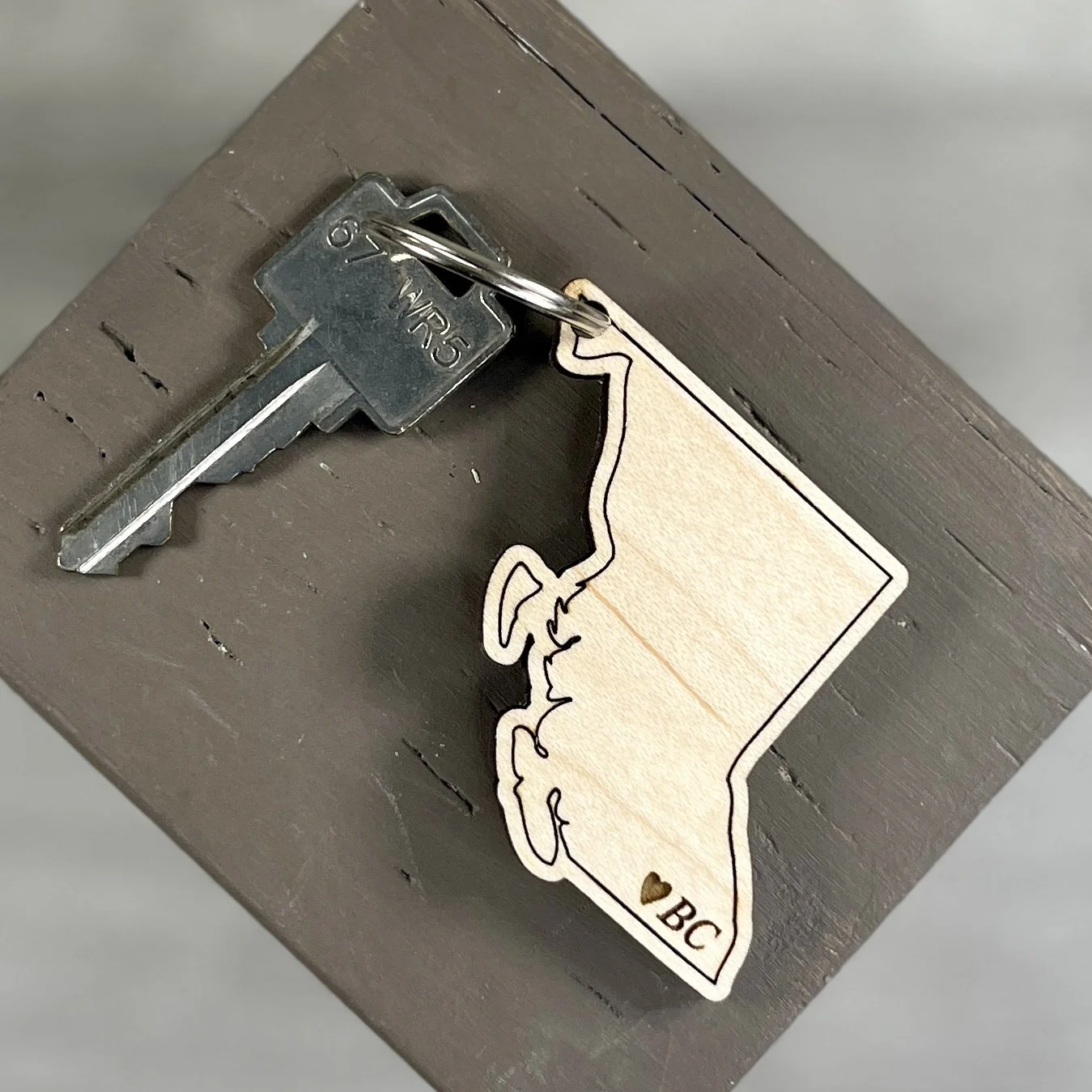 hero view wood keychain province of british columbia canada