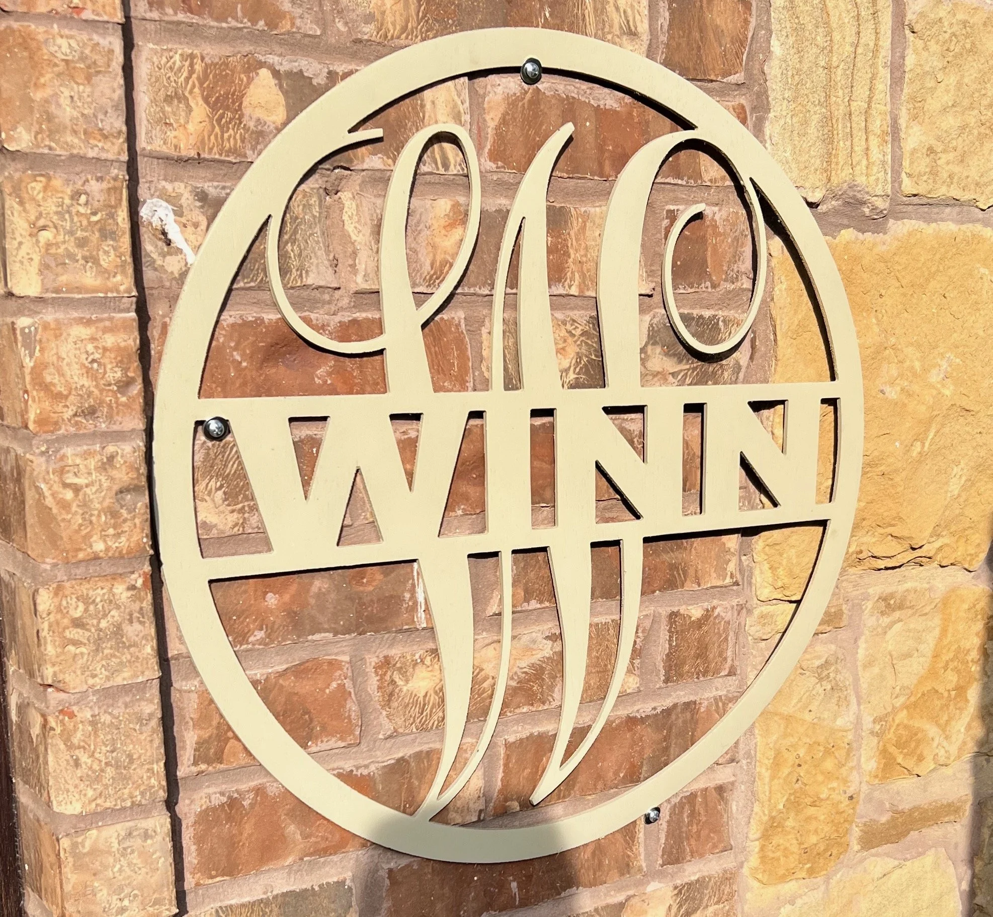 Custom Circular Split Initial Name Sign — Winn Woodworks & Decor