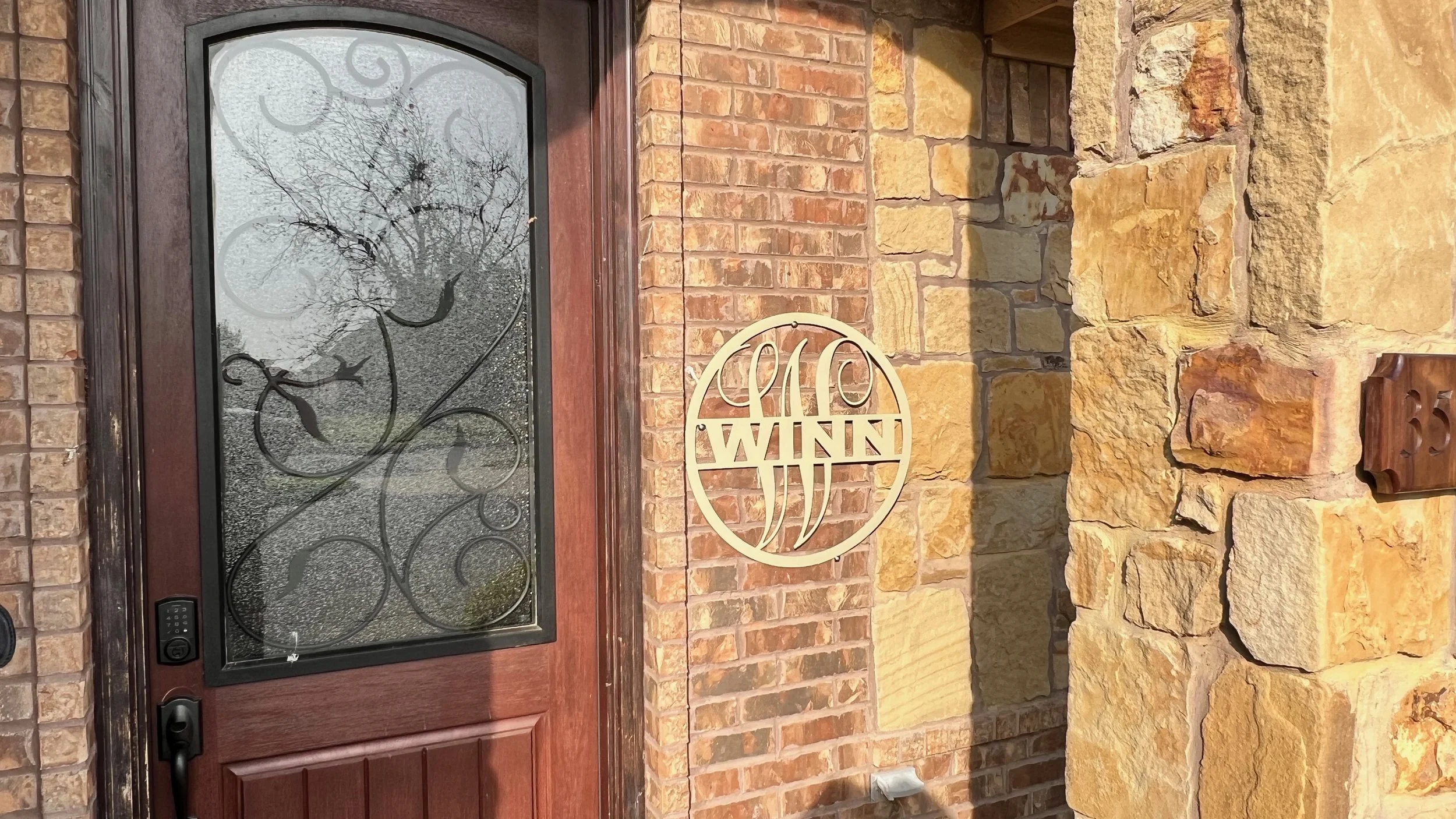 S Custom Split Initial Custom Circular Split Initial Name Sign — Winn Woodworks & Decor