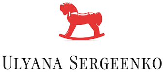 Logo with a red rocking horse and the text 'Ulyana Sergeenko'