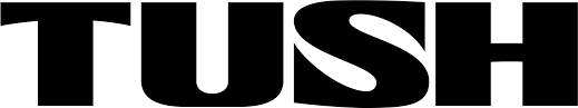 Close-up of TUSH magazine title in black text on a white background.