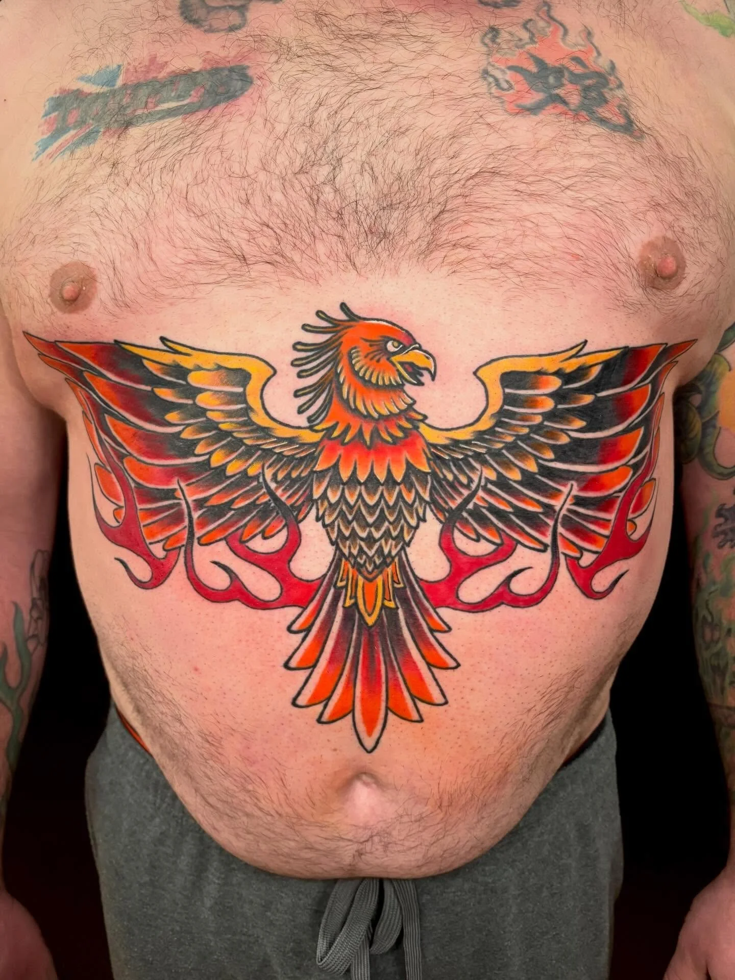 Big ol phoenix 🐦&zwj;🔥 for Nick! 
Took 3 sessions- these photos were taken after our final touch up!