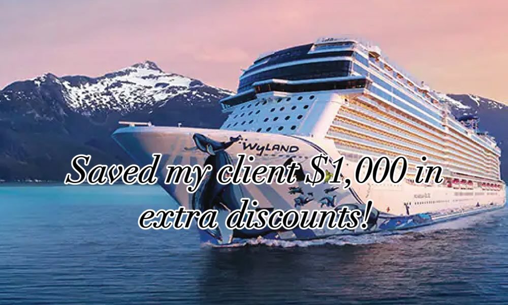Why is it important to use a travel agent? I just saved my client $1,000 in additional discounts on her next cruise on the NCL Bliss that she didn&rsquo;t know were available. 💰🤯 That&rsquo;s more in her pocket or to put towards her family&rsquo;s 