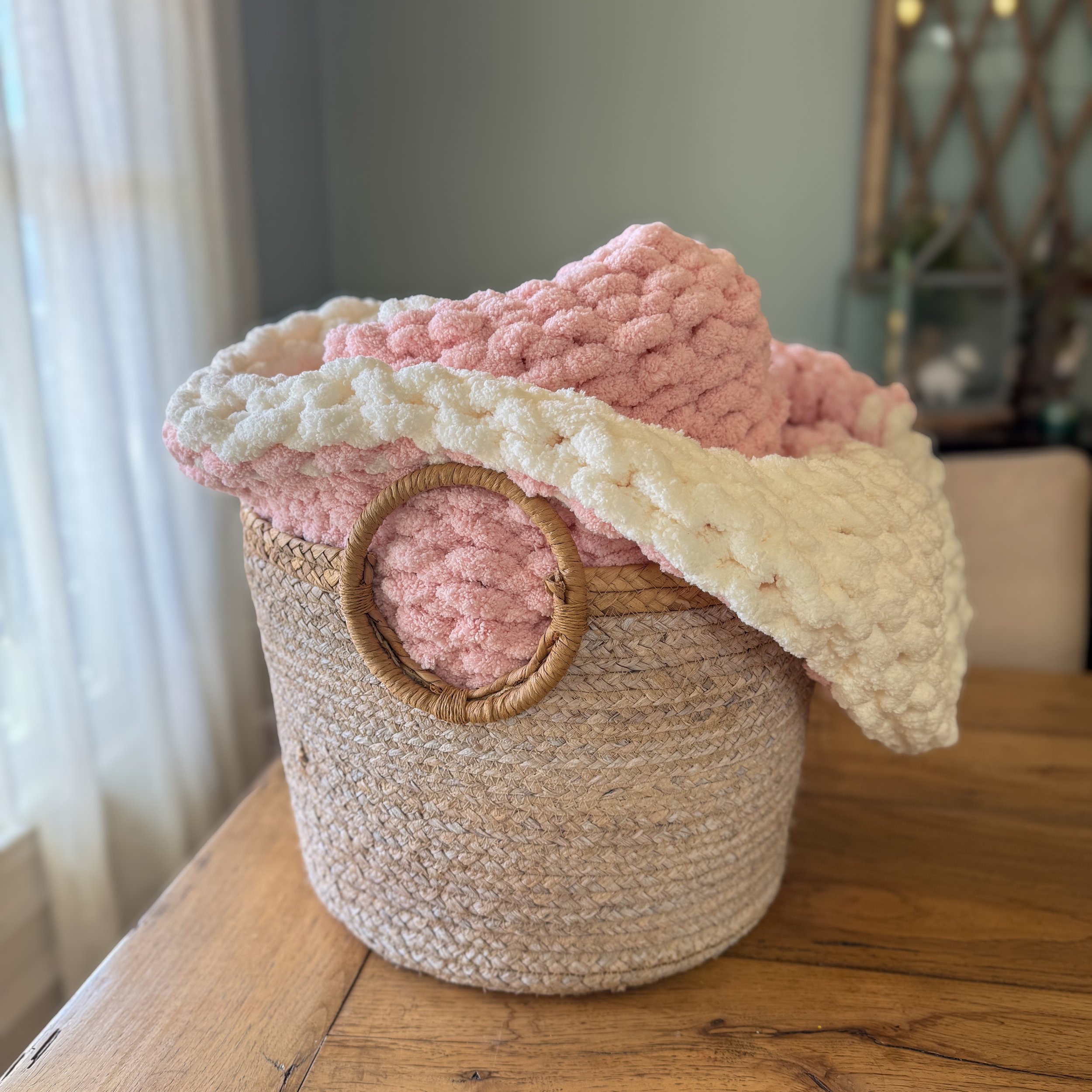 Pink and Cream Stripe Blanket