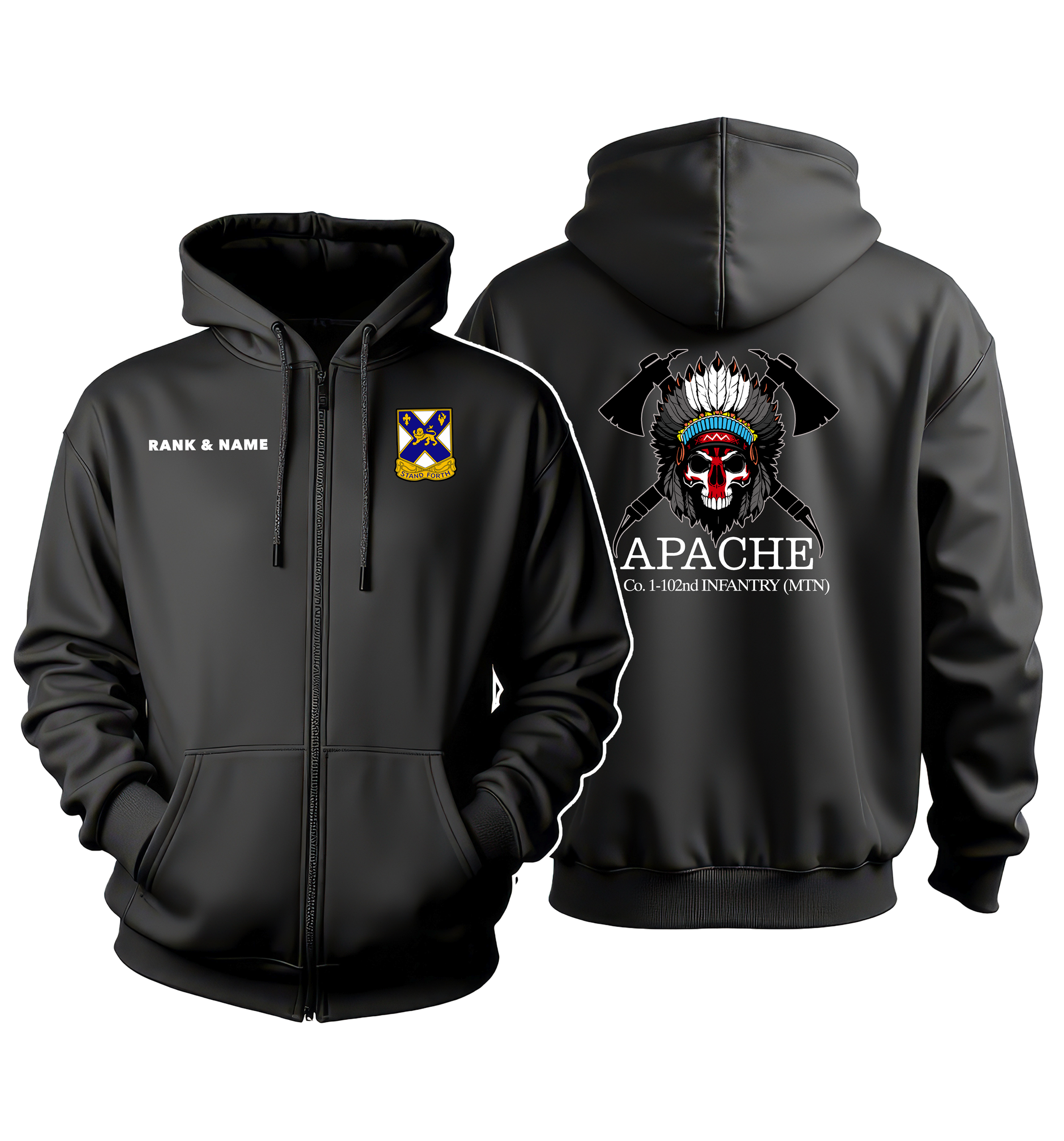 Unit Crest | Apache Co. Full Zip Hoodie