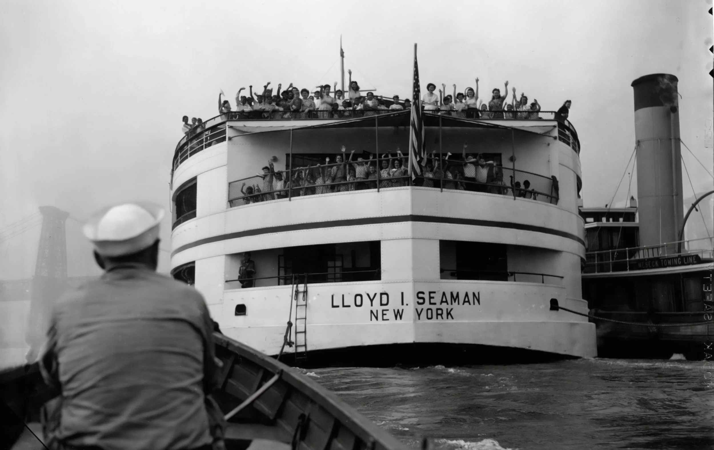 “In the past six years, Gus Jensen, 57, has made 300 trips in a towed rowboat, prepared to rescue any children who fall overboard,” The Brooklyn Citizen, August 2, 1946.