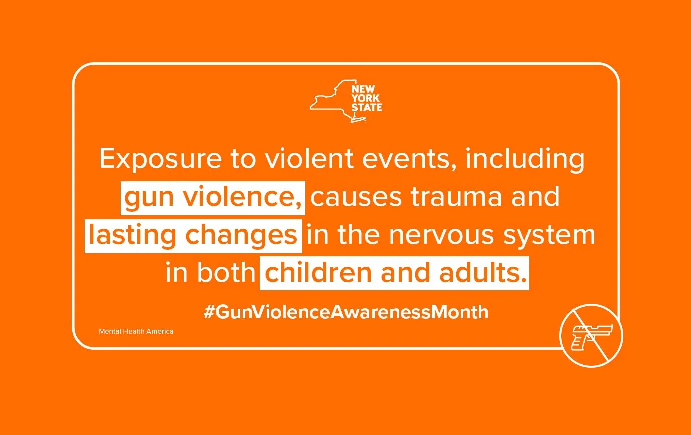 "Exposure to violent events, including gun violence, causes trauma and lasting changes in the nervous system in both children and adults." #GunViolenceAwarenessMonth