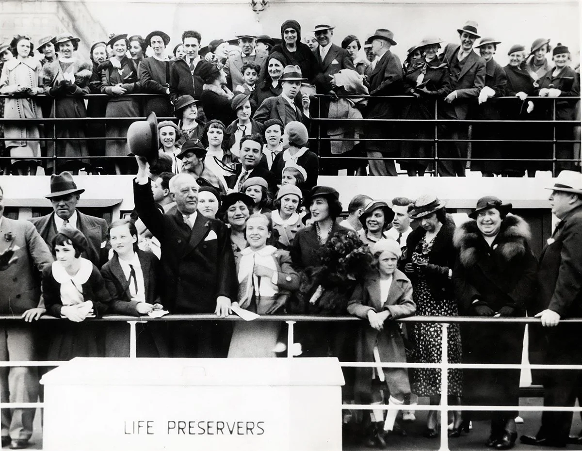 1935: Ex-Governor Al Smith waves, surrounded by a large crowd, at the naming ceremony for our fourth boat