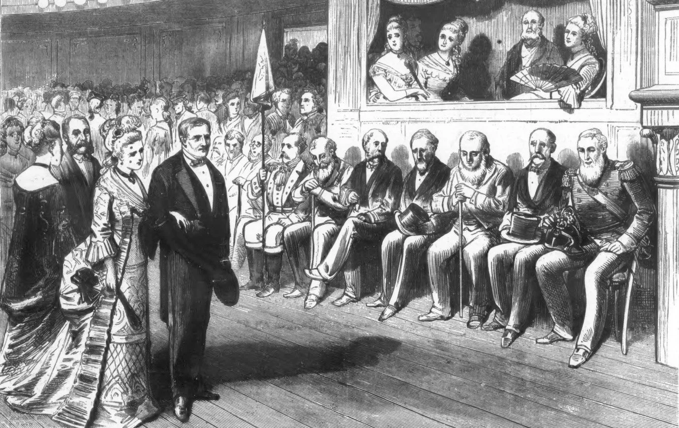   Governor Tilden and Mayor Wickham Opening The Promenade At The Martha Washington Reception, Frank Leslie’s Illustrated Newspaper, March 11, 1876.  