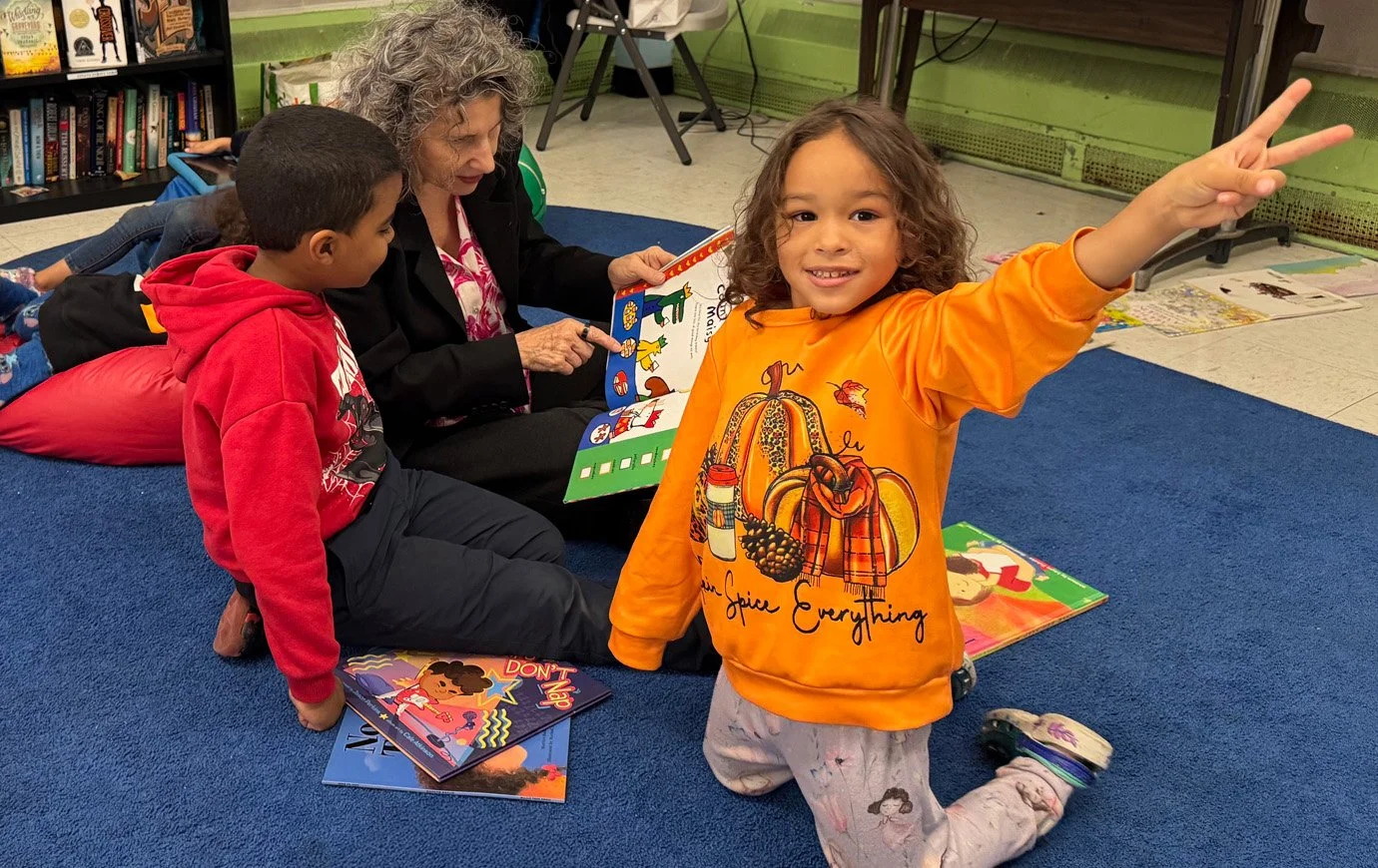   Barbara with some of the kids at a recent Storytime event  